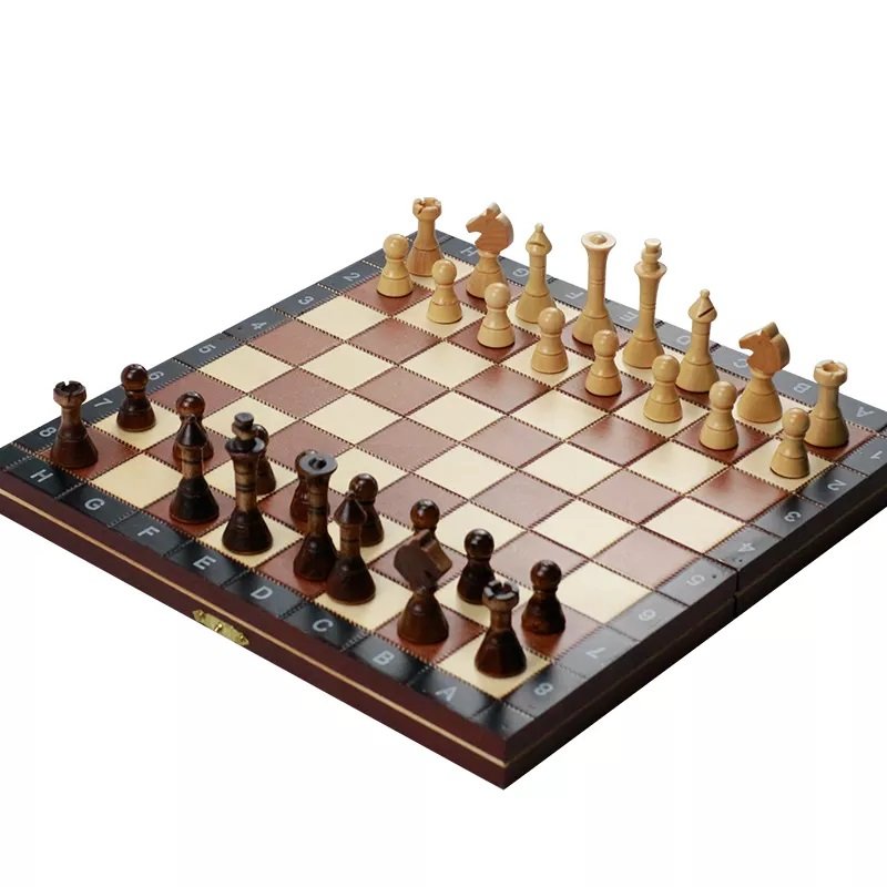 Metier Best Selling High quality wooden chess game set with folding board wholesale traditional Toy For Adult Baby Games
