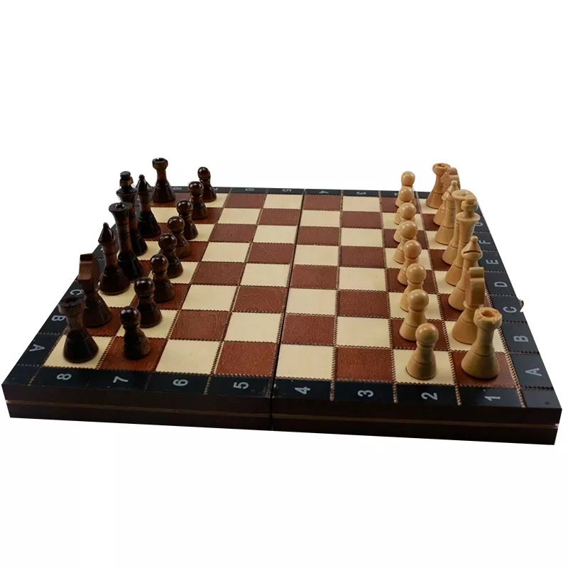Metier Best Selling High quality wooden chess game set with folding board wholesale traditional Toy For Adult Baby Games