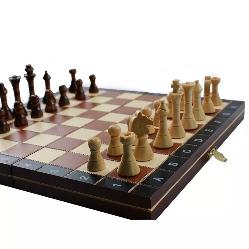 Metier Best Selling High quality wooden chess game set with folding board wholesale traditional Toy For Adult Baby Games