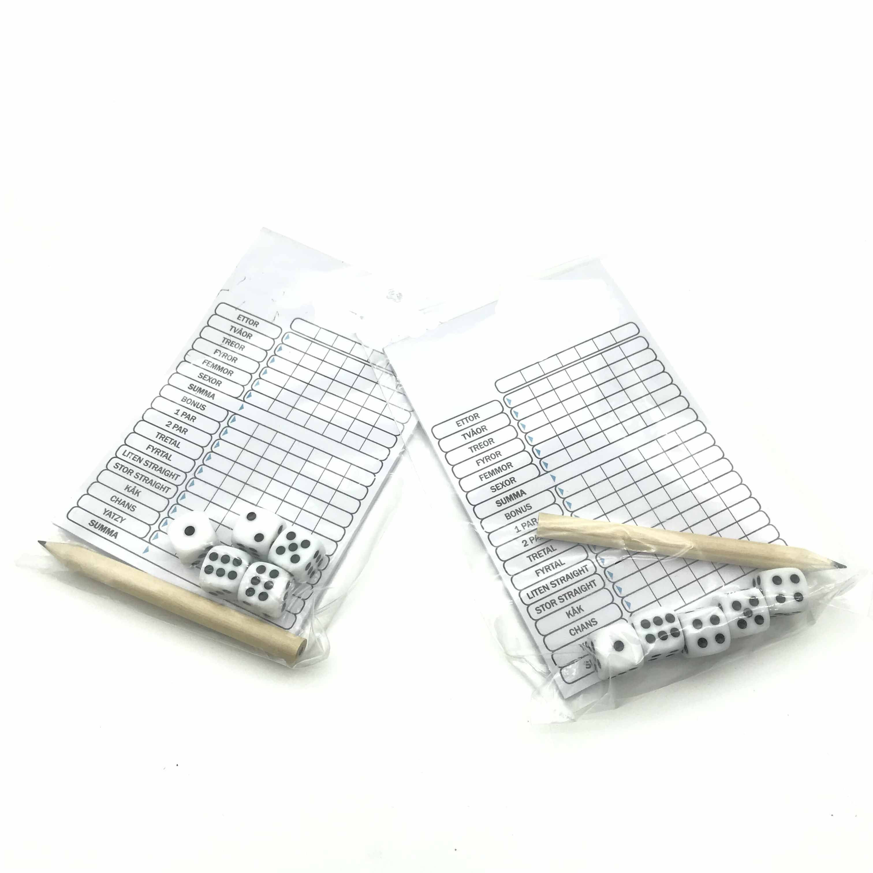 Wholesale custom Acrylic Dice With Yatzy Game Set Pencil And Note Pad