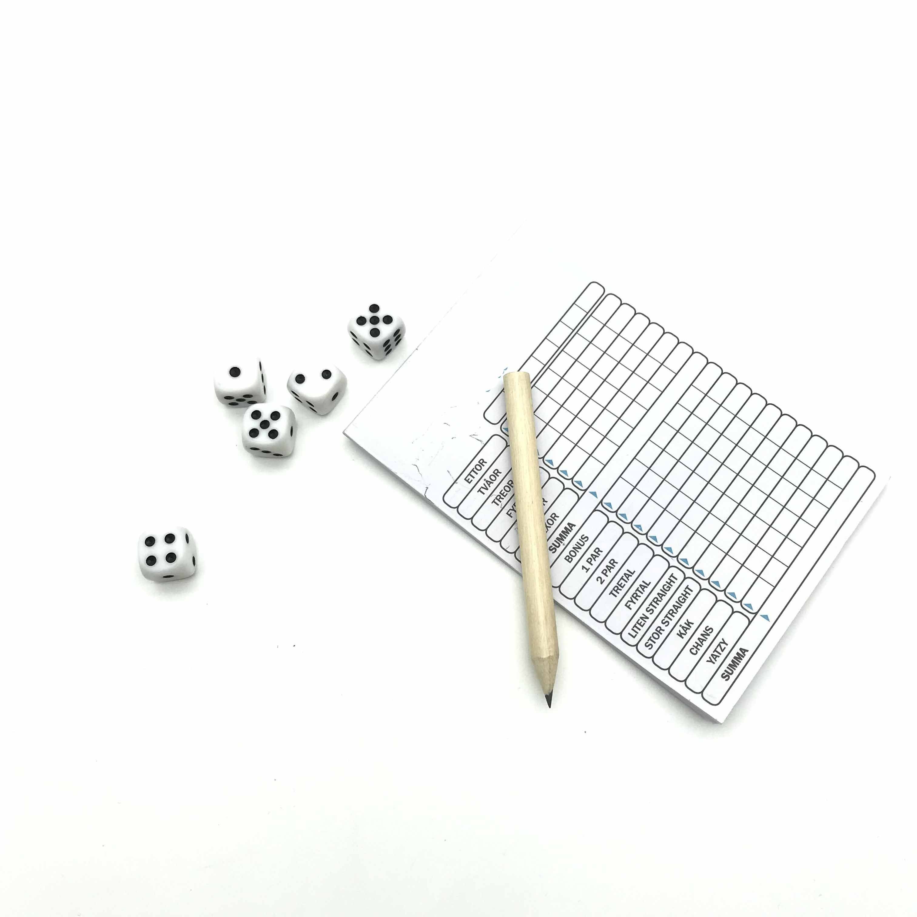 Wholesale custom Acrylic Dice With Yatzy Game Set Pencil And Note Pad