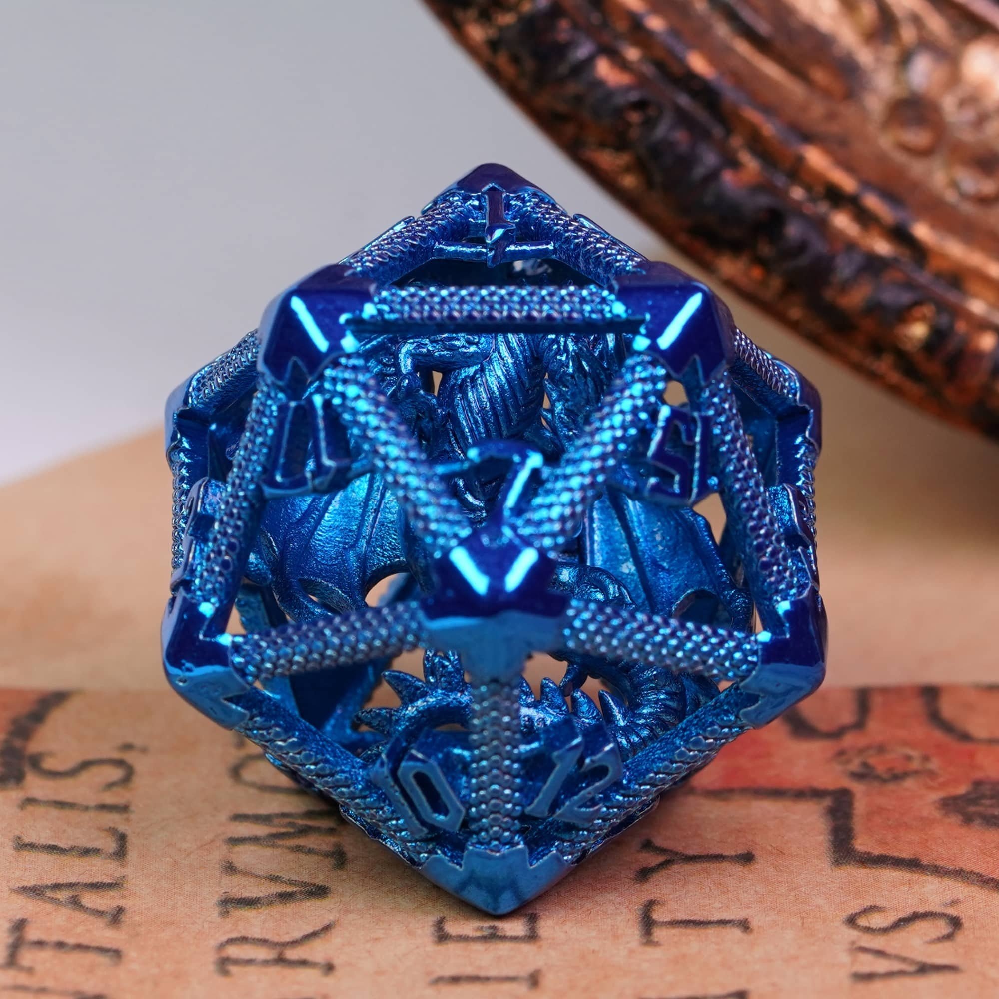 Udixi Polyhedral Hollow Dragons Metal D20 d&d 20 sided sides RPG Dungeons and Dragons D20 Dice