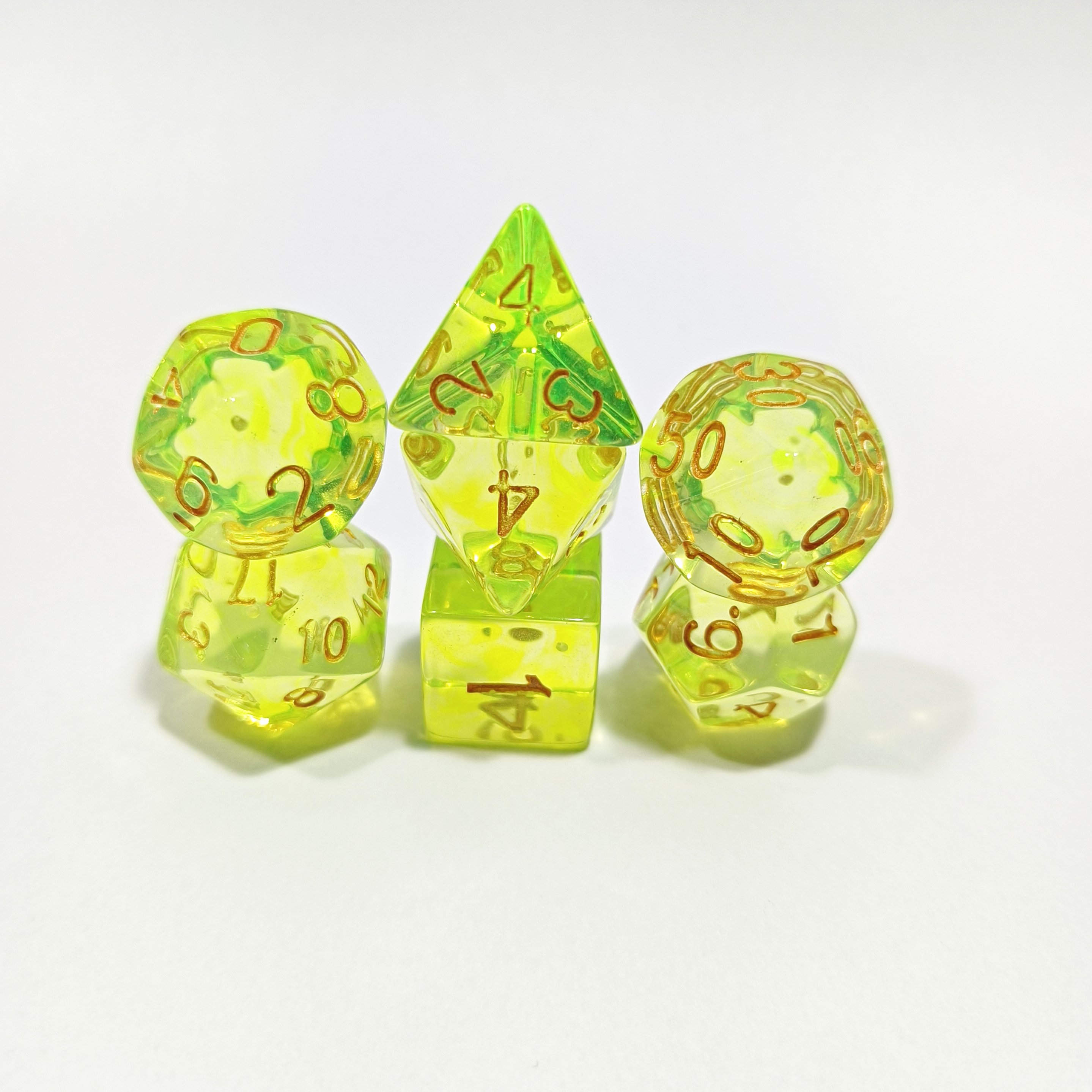 Transparent Color Glitter DND Dice Set 7pcs Polyhedral Dice for Board Game
