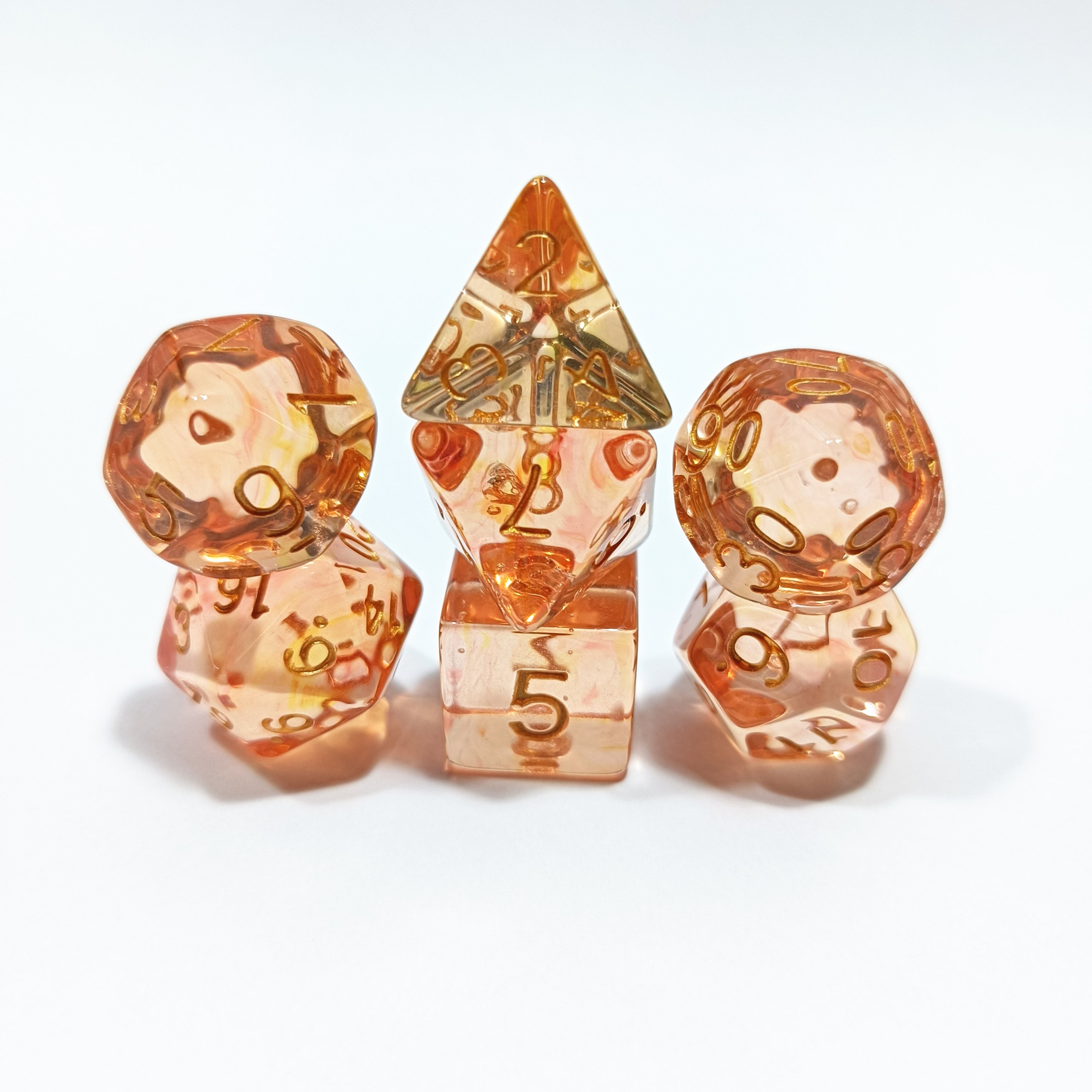 Transparent Color Glitter DND Dice Set 7pcs Polyhedral Dice for Board Game