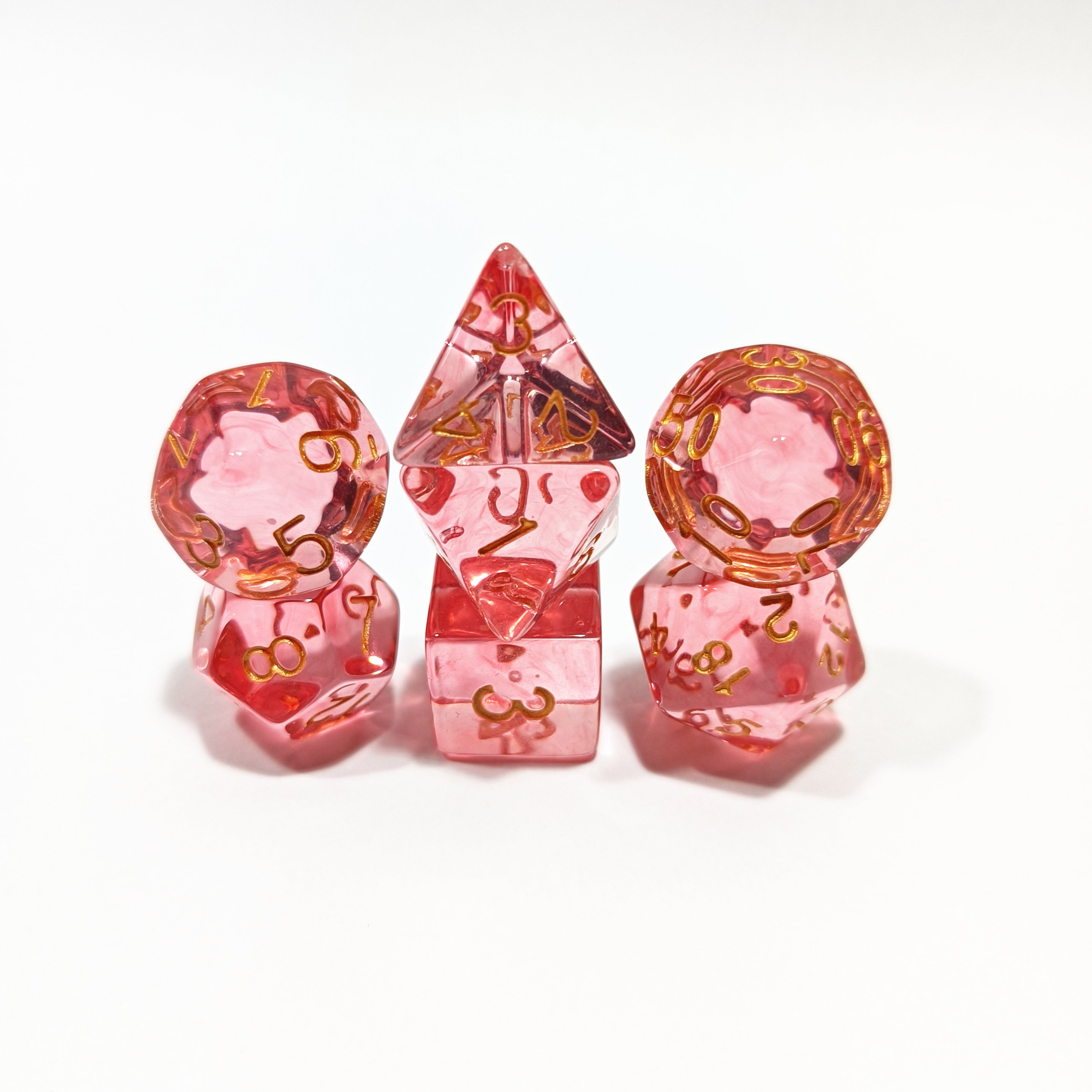 Transparent Color Glitter DND Dice Set 7pcs Polyhedral Dice for Board Game