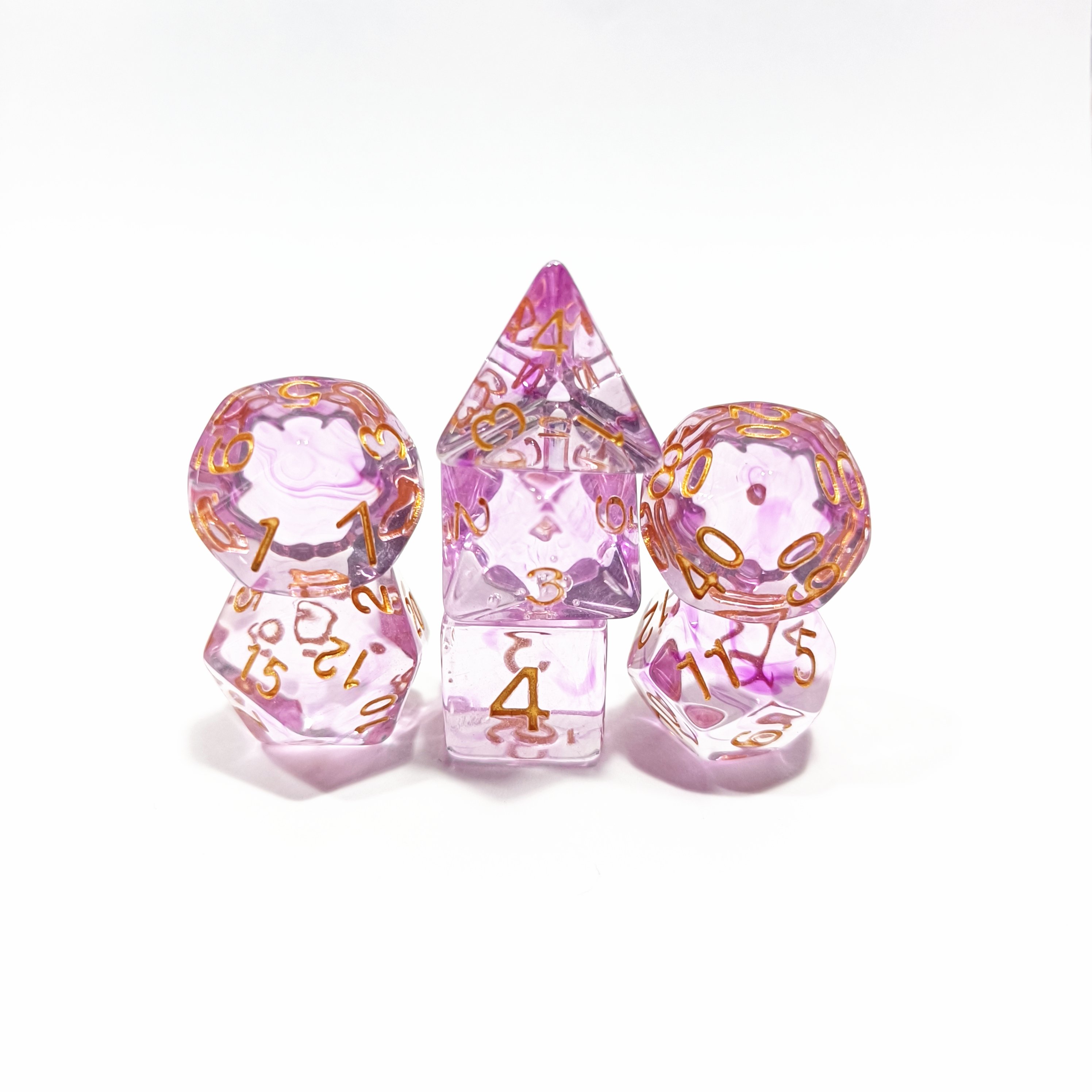 Transparent Color Glitter DND Dice Set 7pcs Polyhedral Dice for Board Game