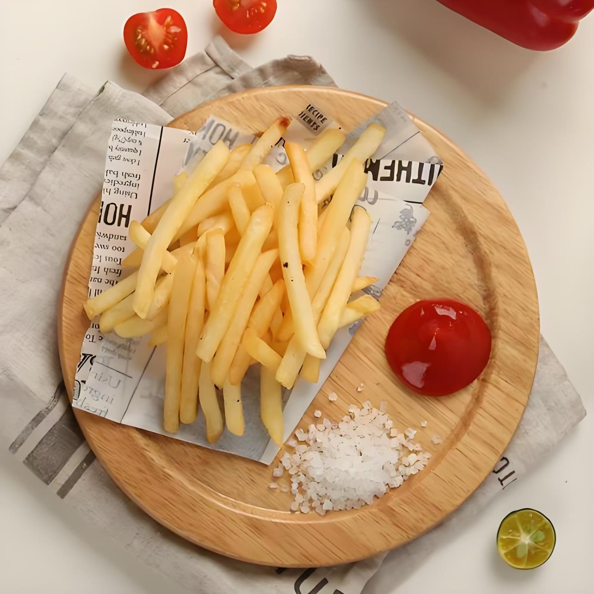 Freshly cut organic frozen French fries, potato chips with block patterns, Halal and IQF certified chinese food