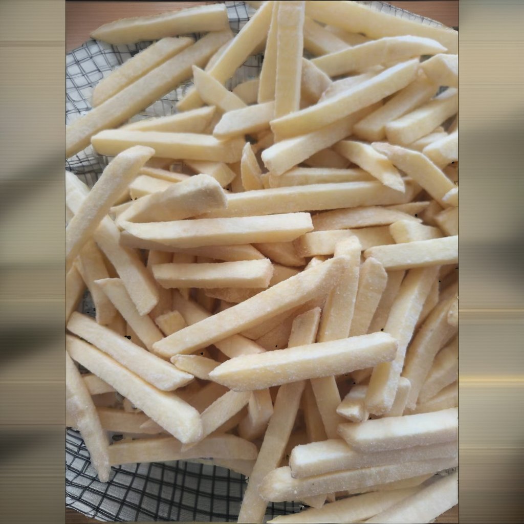 Freshly cut organic frozen French fries, potato chips with block patterns, Halal and IQF certified chinese food