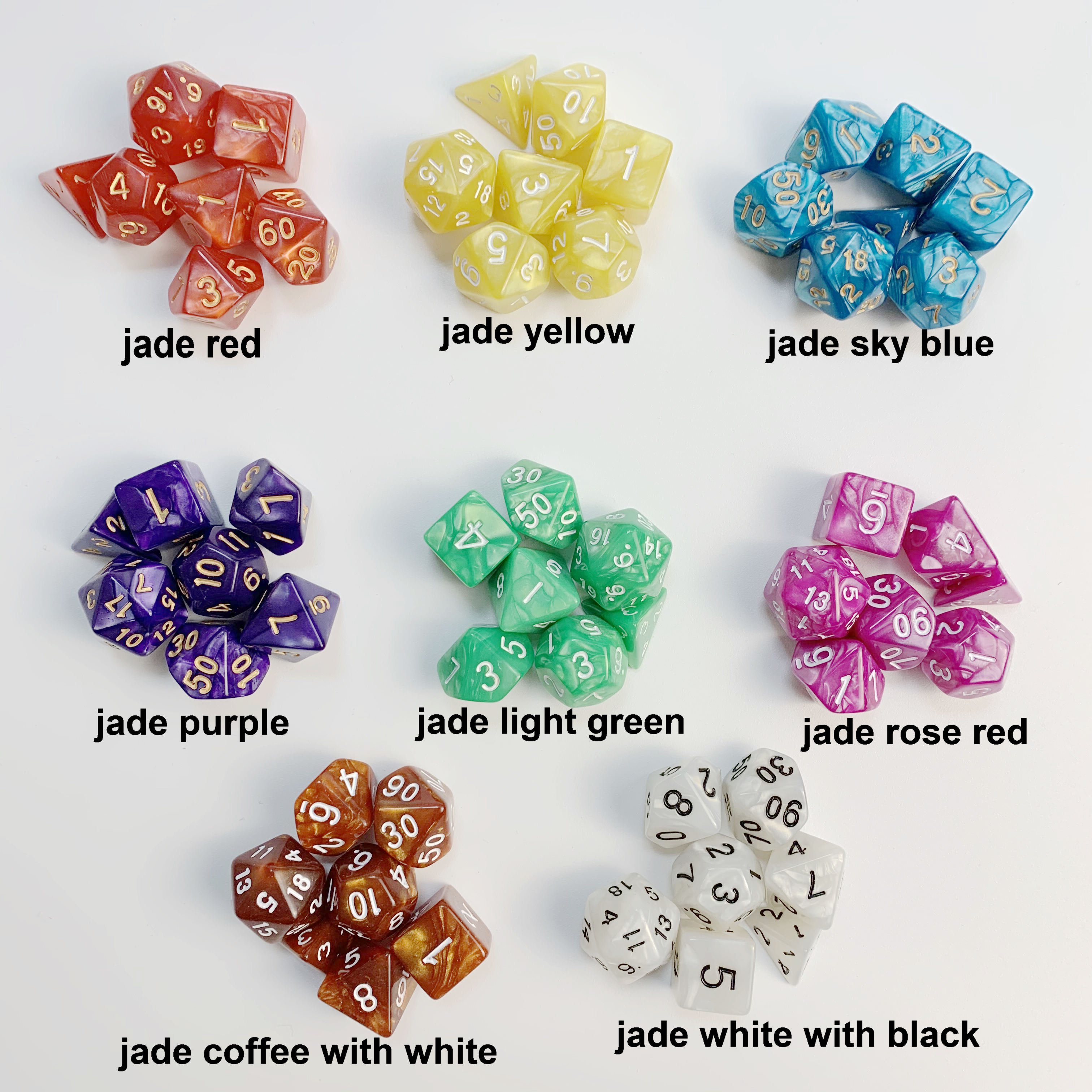 Acrylic custom cube TRPG 7pcs per set dice polyhedral 20 sided faces DND d&d pearl starry color wholesale dice plastic dice sets