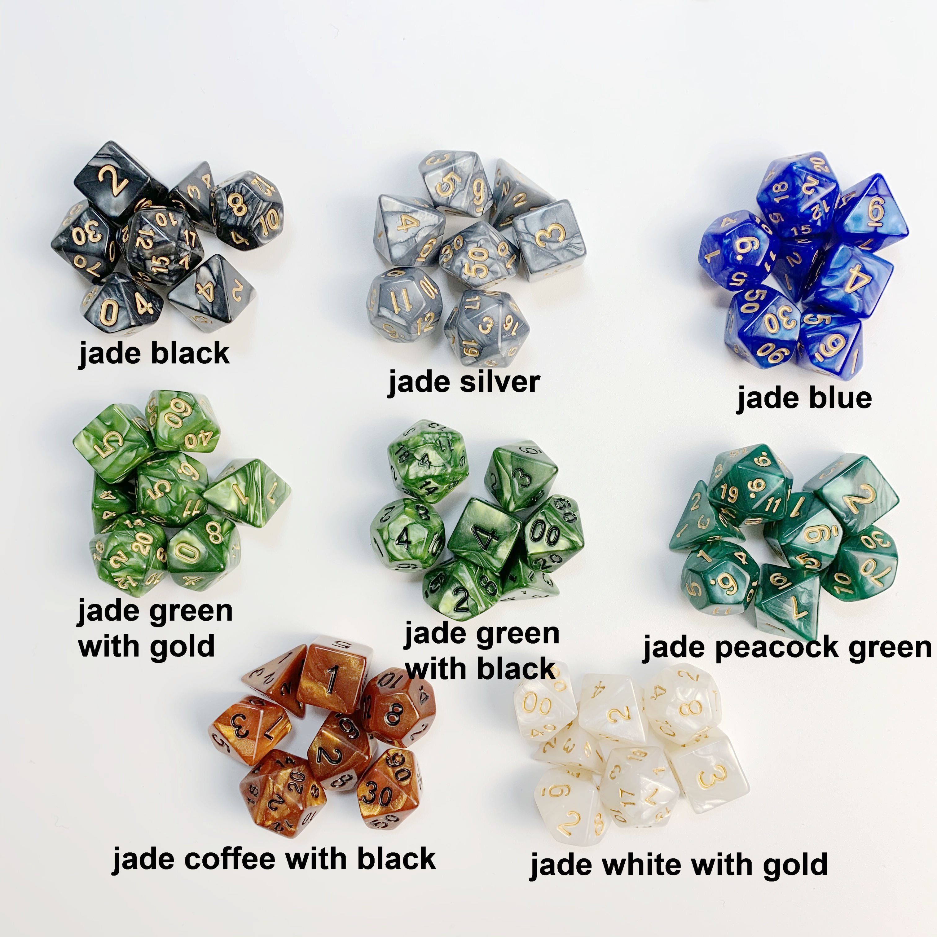 Acrylic custom cube TRPG 7pcs per set dice polyhedral 20 sided faces DND d&d pearl starry color wholesale dice plastic dice sets