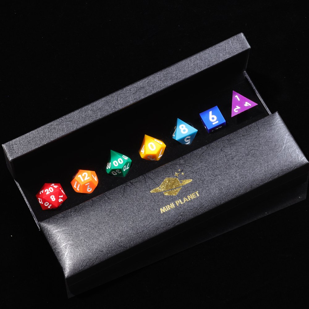 MINI PLANET Seven Color DND Dice Set Polyhedral Resin Dice with Sharp Edges TRPG Dungeons&Dragons Game Wholesale Custom DND Dice