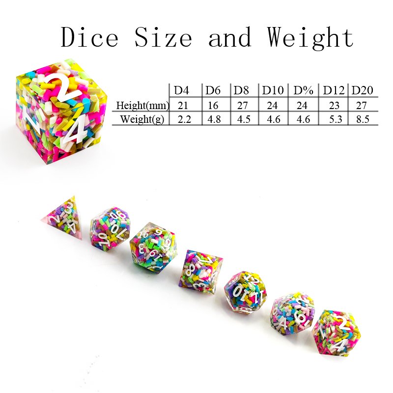 Resin Pointy Dice DND set Sharp edge RPG Dungeons & Dragons board game Dice