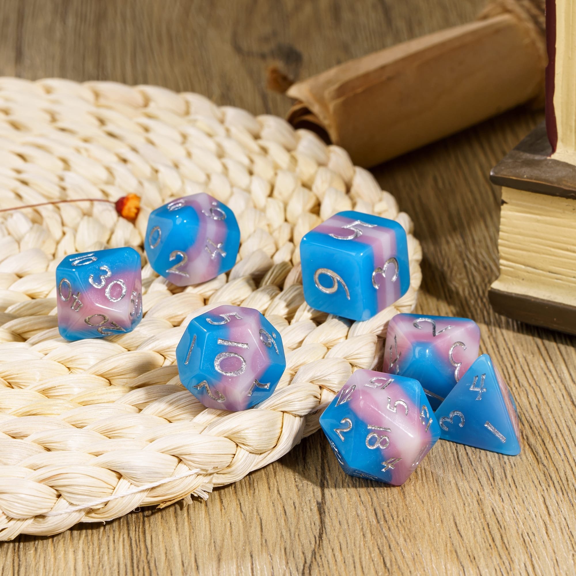 Udixi Plastic RPG Polyhedral Dungeons and Dragons d&d Resin Pink multi-layer Dice Set PRIDE FLAGS