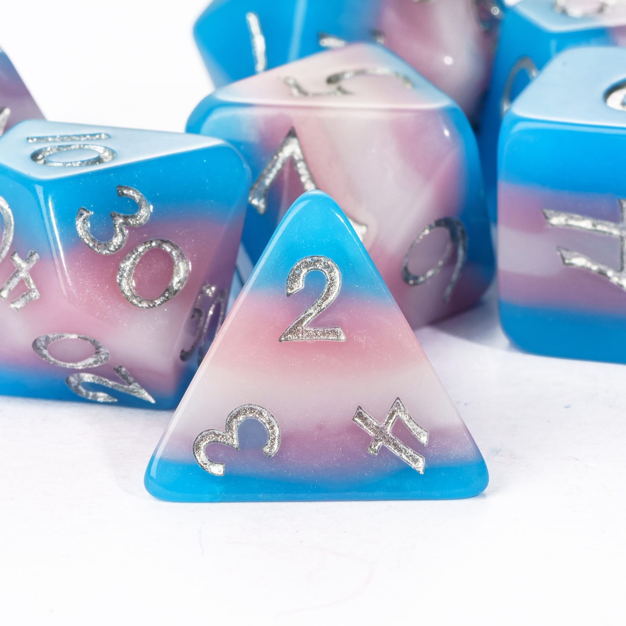 Udixi Plastic RPG Polyhedral Dungeons and Dragons d&d Resin Pink multi-layer Dice Set PRIDE FLAGS