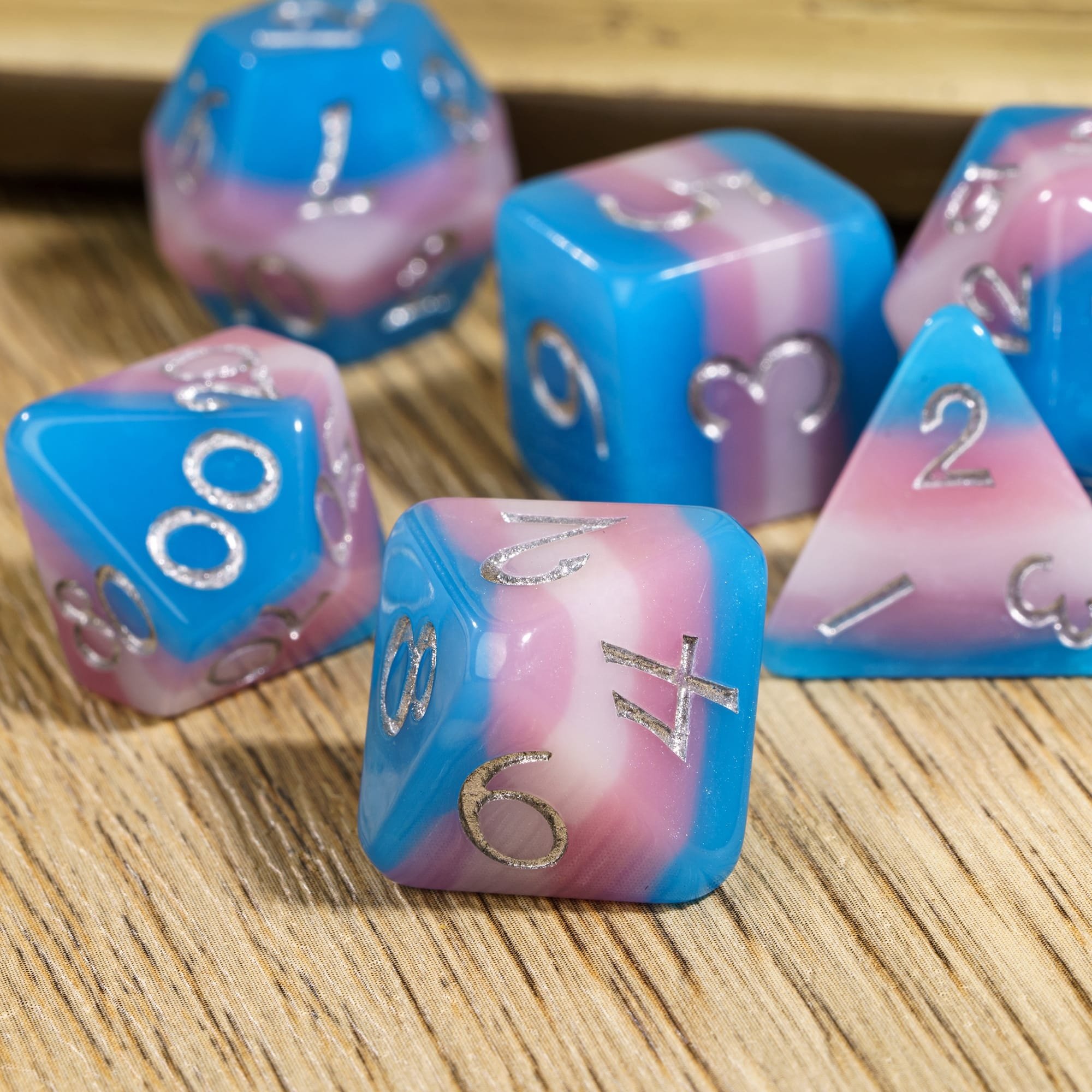 Udixi Plastic RPG Polyhedral Dungeons and Dragons d&d Resin Pink multi-layer Dice Set PRIDE FLAGS