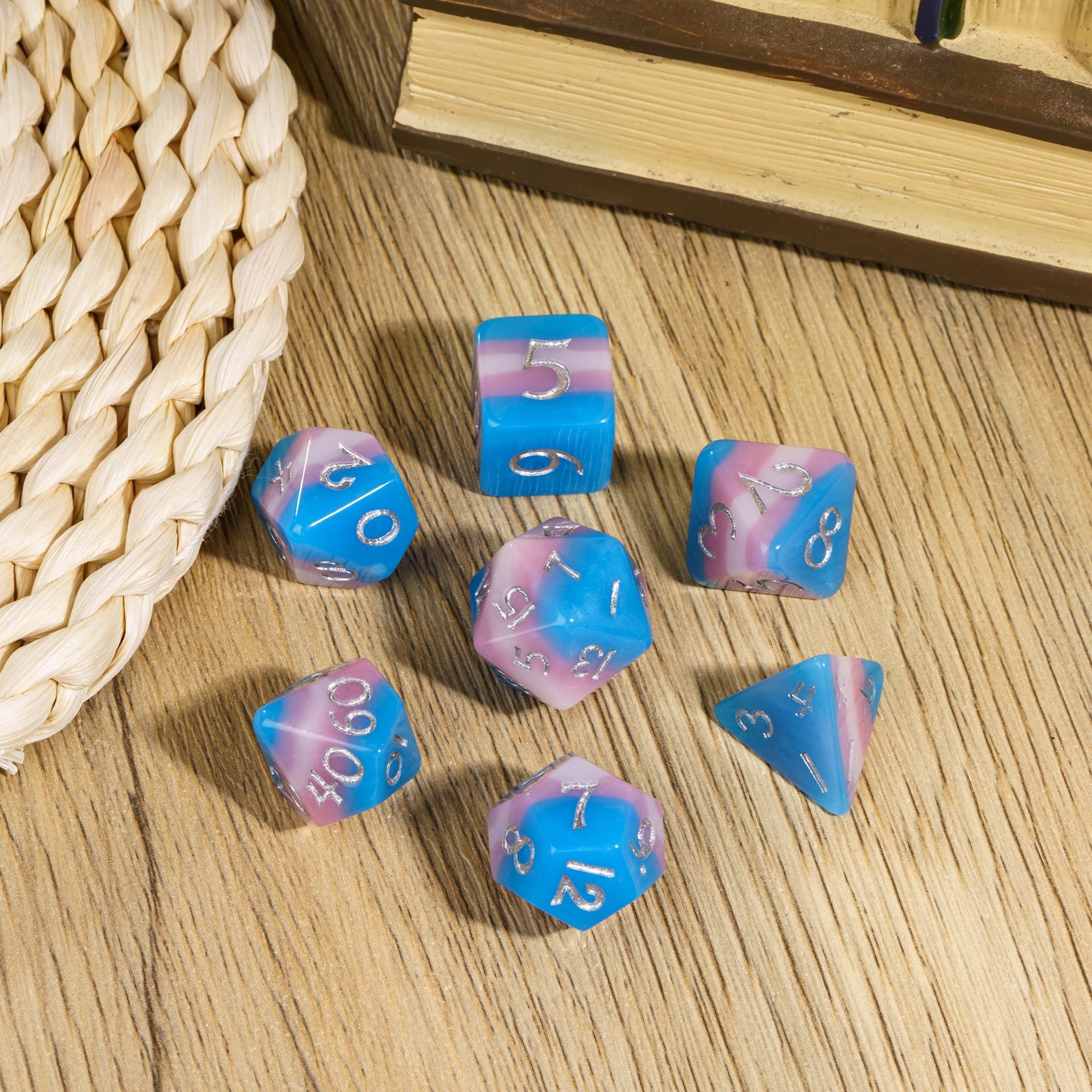 Udixi Plastic RPG Polyhedral Dungeons and Dragons d&d Resin Pink multi-layer Dice Set PRIDE FLAGS