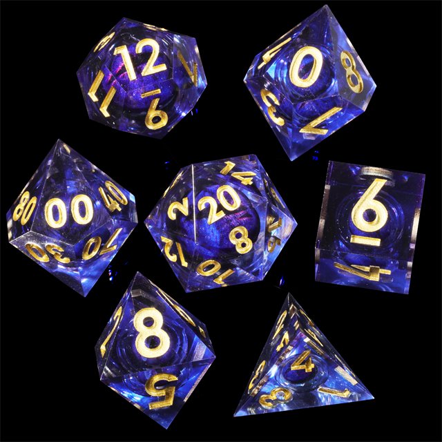 MINI PLANET Dragon Eye Liquid Core Resin Dice Set Sharp Edge Polyhedral Board Game RPG Dice for DND Dragon and Dungeon