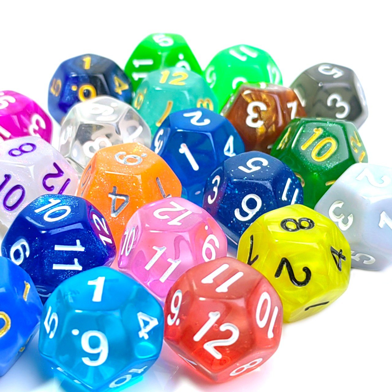 New Style Personalized Wholesale D12 rounded corners custom glitter dice dnd acrylic dice for Role Playing Games dice