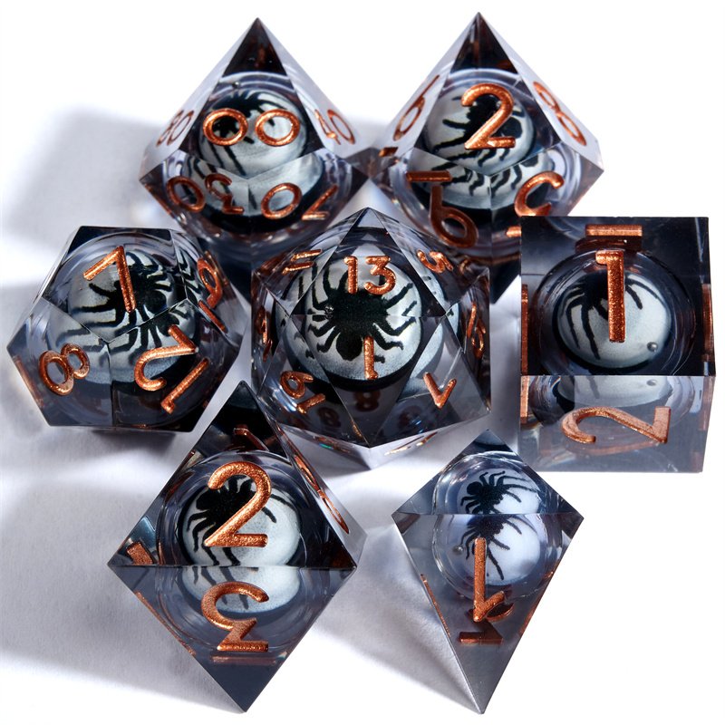 Halloween Skull Series 7-piece Rpg Resin Longan Dice Set, Dnd Role Playing Gift Desktop Game Resin Dnd Dice Set