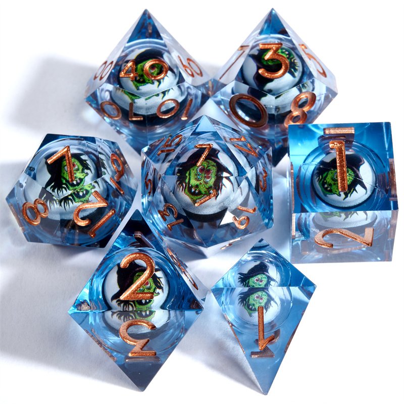 Halloween Skull Series 7-piece Rpg Resin Longan Dice Set, Dnd Role Playing Gift Desktop Game Resin Dnd Dice Set