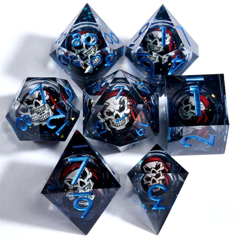 Halloween Skull Series 7-piece Rpg Resin Longan Dice Set, Dnd Role Playing Gift Desktop Game Resin Dnd Dice Set