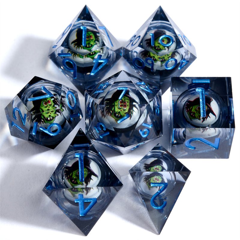 Halloween Skull Series 7-piece Rpg Resin Longan Dice Set, Dnd Role Playing Gift Desktop Game Resin Dnd Dice Set