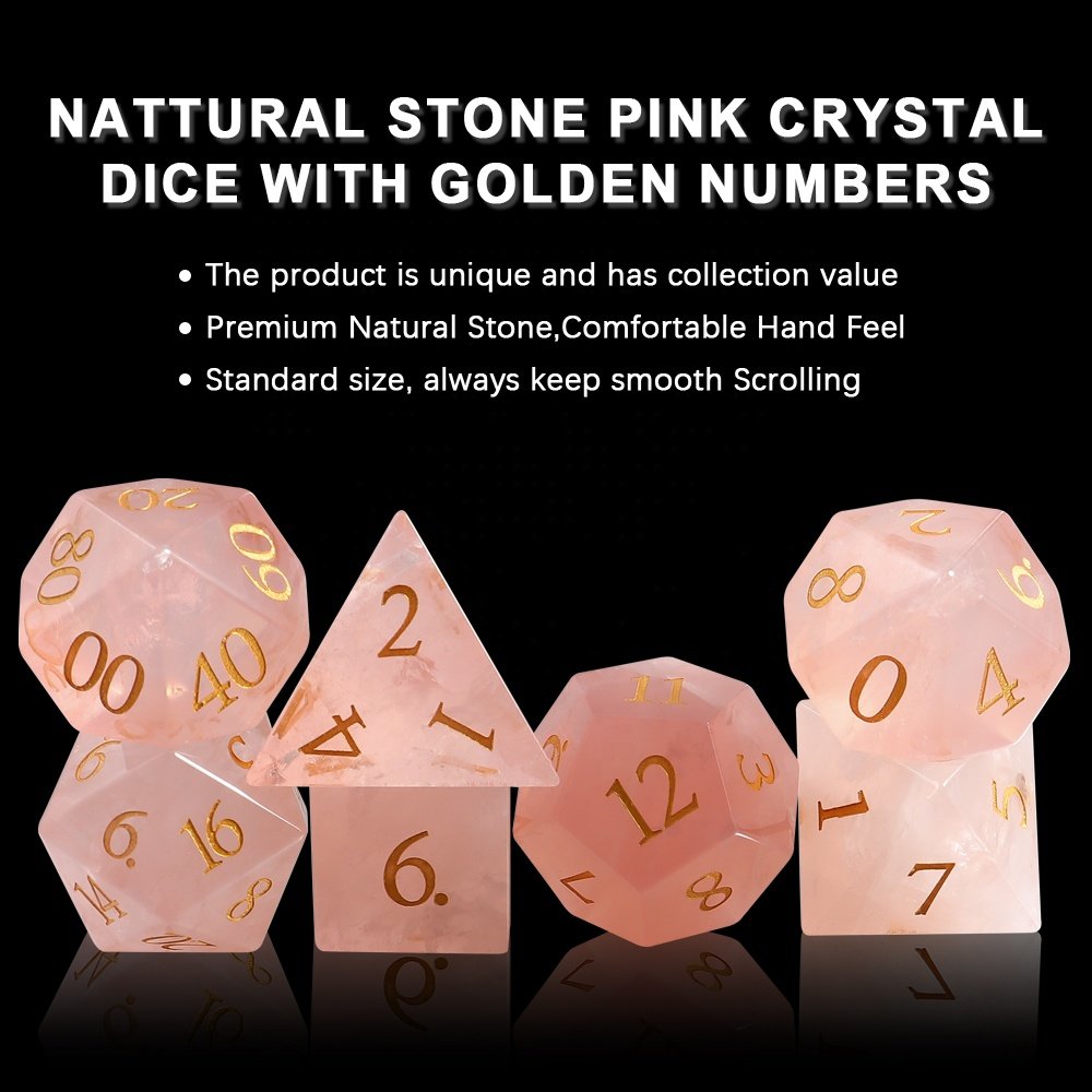 Wholesale Customized Semi-Precious Gemstone Polyhedral Dice Set Natural Stone Dice Dungeons and Dragons RPG Dnd Dice