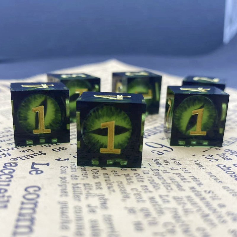 Handmade 16mm Resin D6 Dice Set Custom Polyhedral 6 Piece Resin Cube Shape DND Board Game Dungeons Dragons Sharp Edge Corners