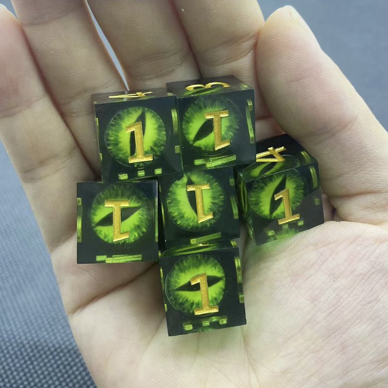 Handmade 16mm Resin D6 Dice Set Custom Polyhedral 6 Piece Resin Cube Shape DND Board Game Dungeons Dragons Sharp Edge Corners