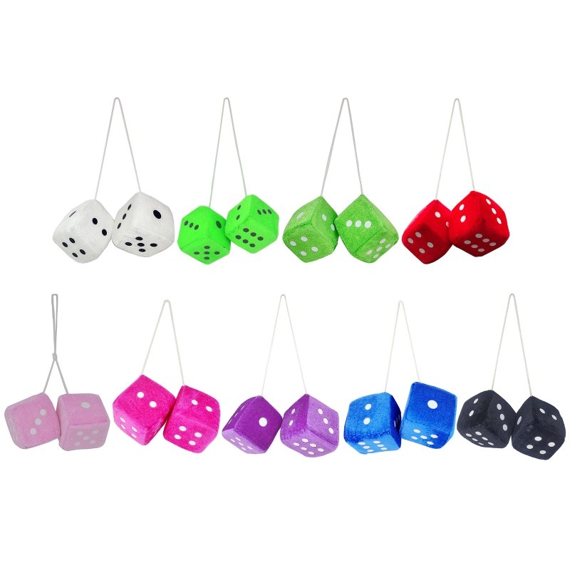 Car-Styling Fuzzy Dice Dots Rear View Mirror Hangers Car Interior Decoration Auto Accessories Interior Ornaments