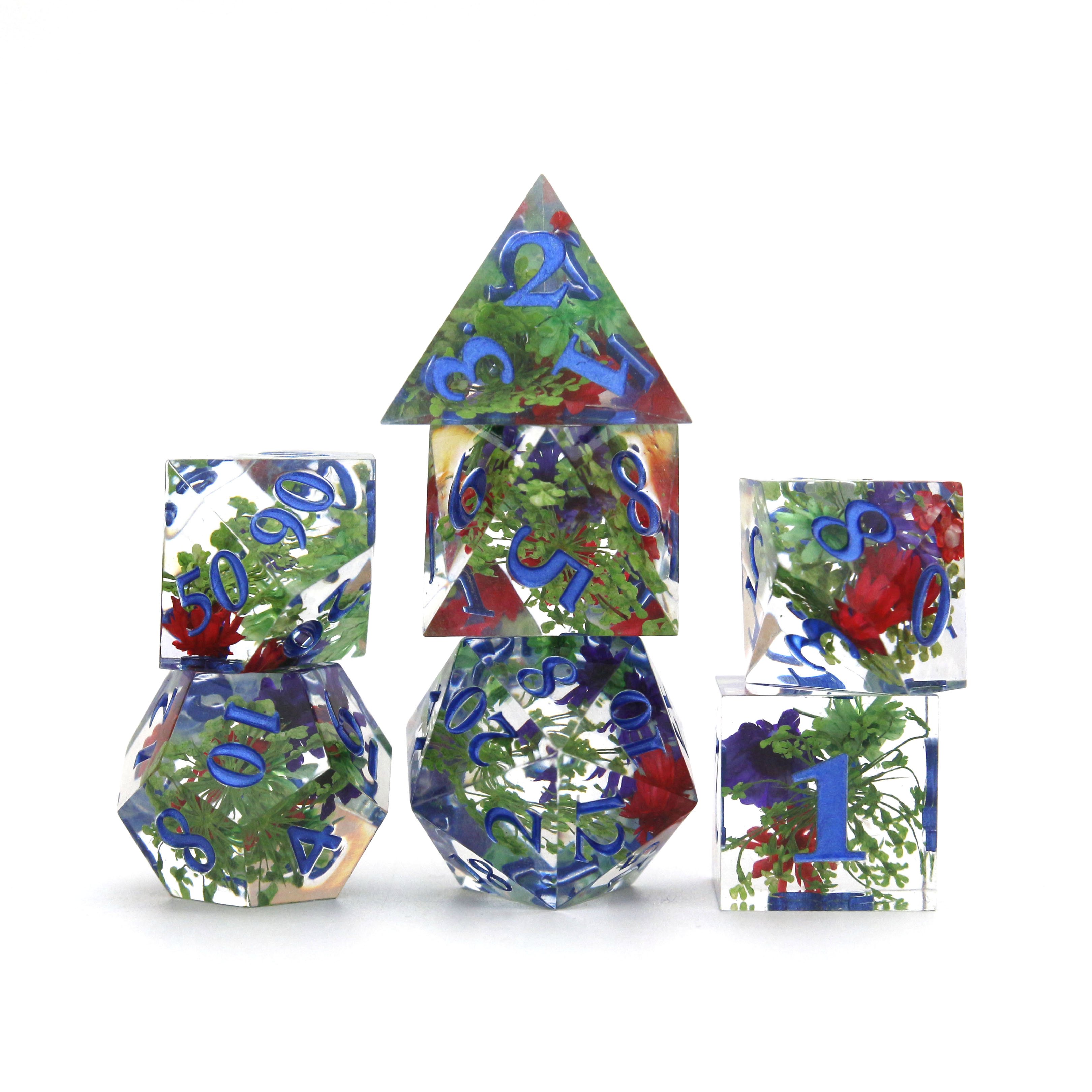 Bulk Sharp Handmade Resin Inclusion Dice Set