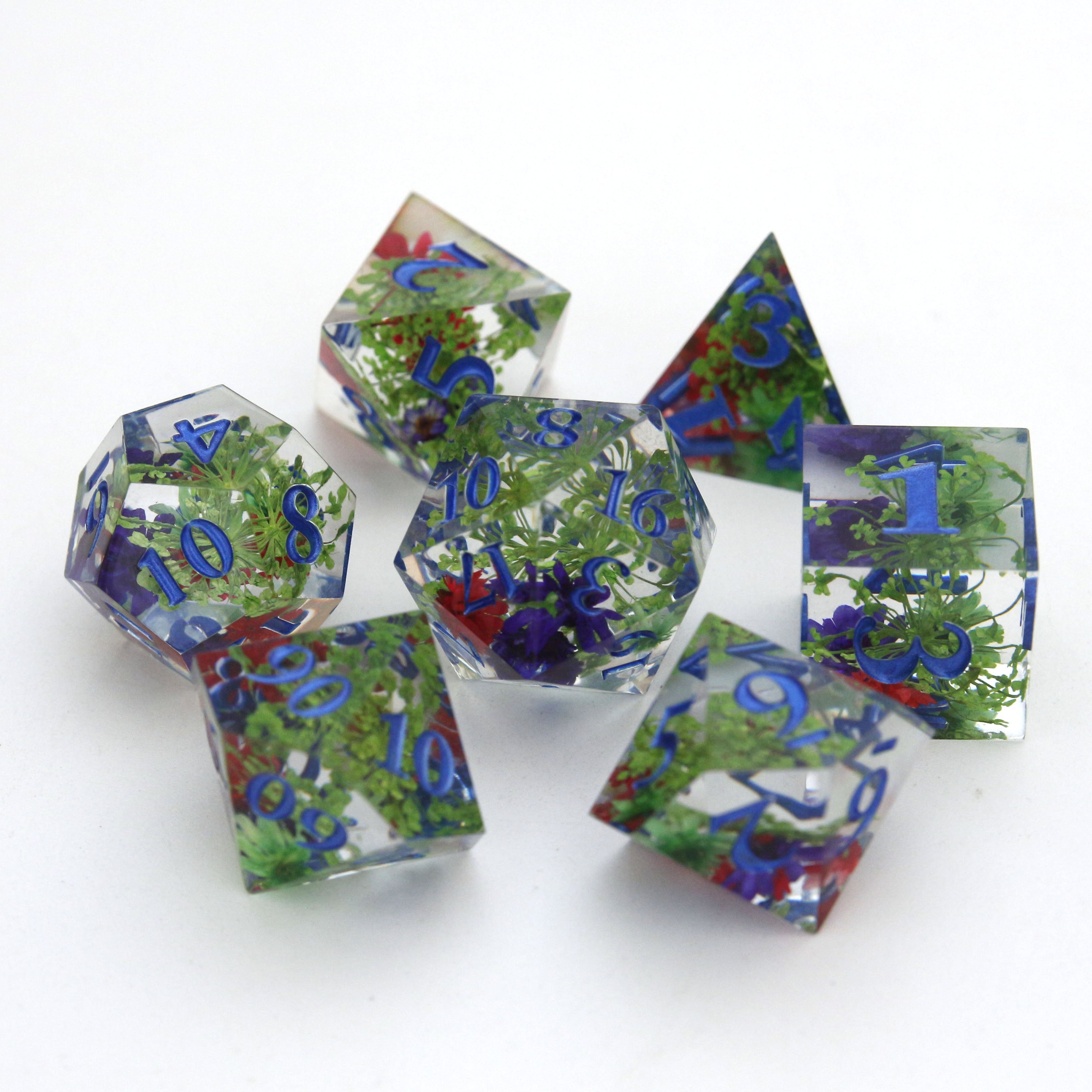 Bulk Sharp Handmade Resin Inclusion Dice Set