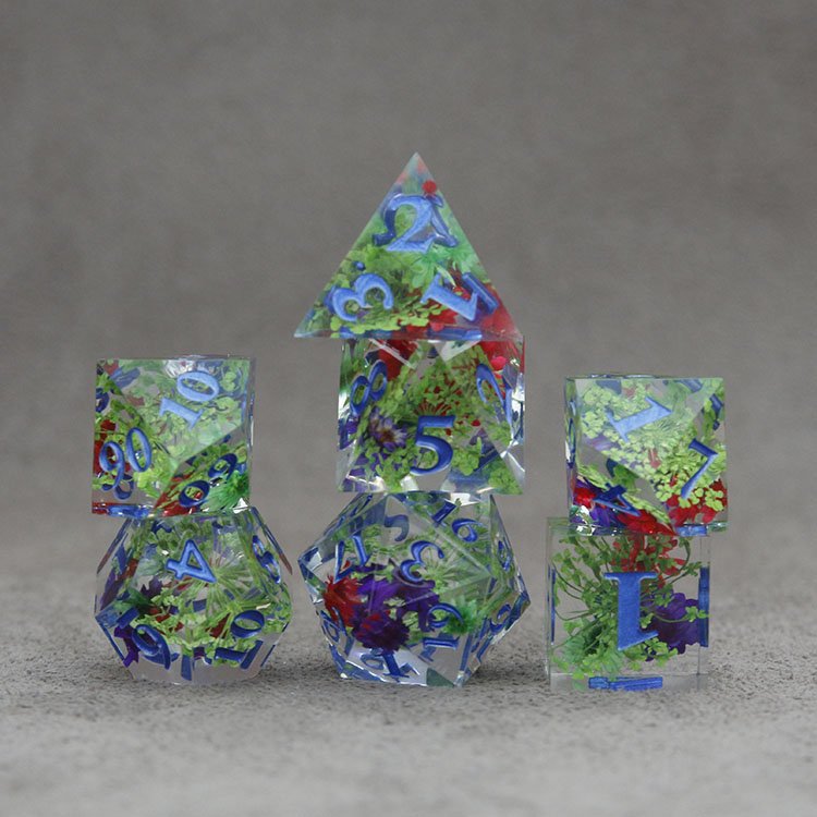 Bulk Sharp Handmade Resin Inclusion Dice Set