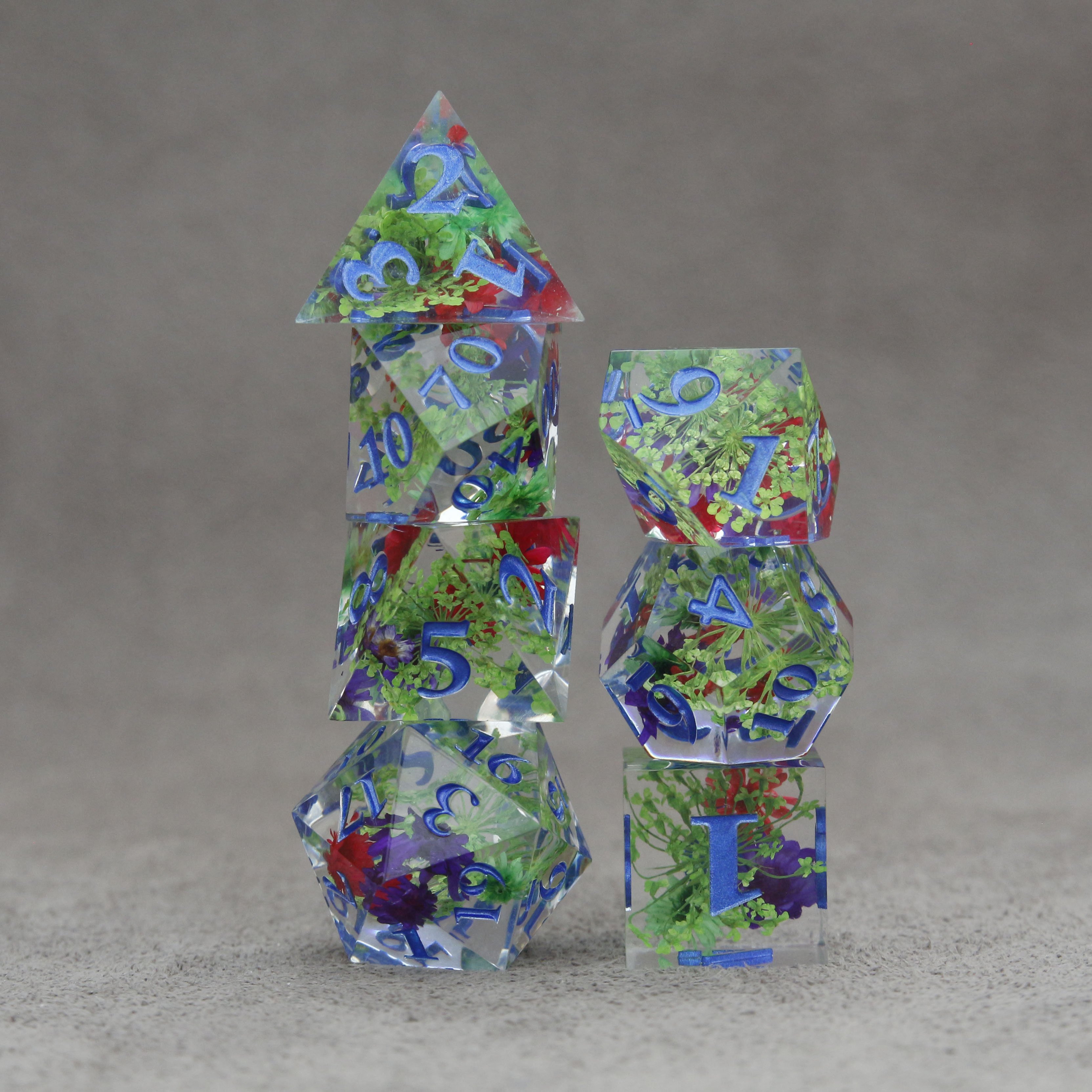 Bulk Sharp Handmade Resin Inclusion Dice Set