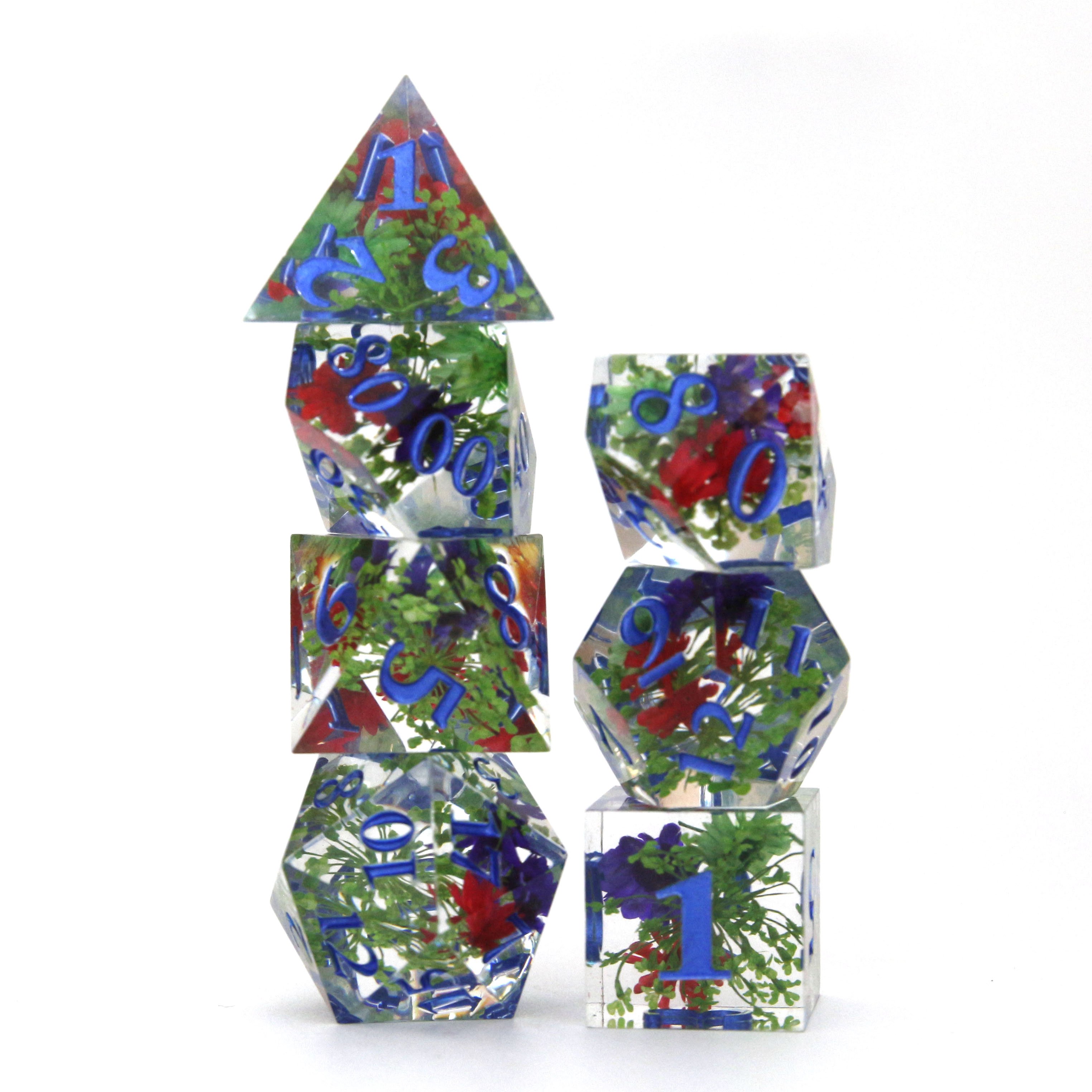 Bulk Sharp Handmade Resin Inclusion Dice Set