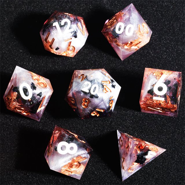 MINI PLANET Handmade Christmas Dragon and Dungeon DND RPG Dice Set Custom Polyhedral Board Game Sharp Edges Resin Dice