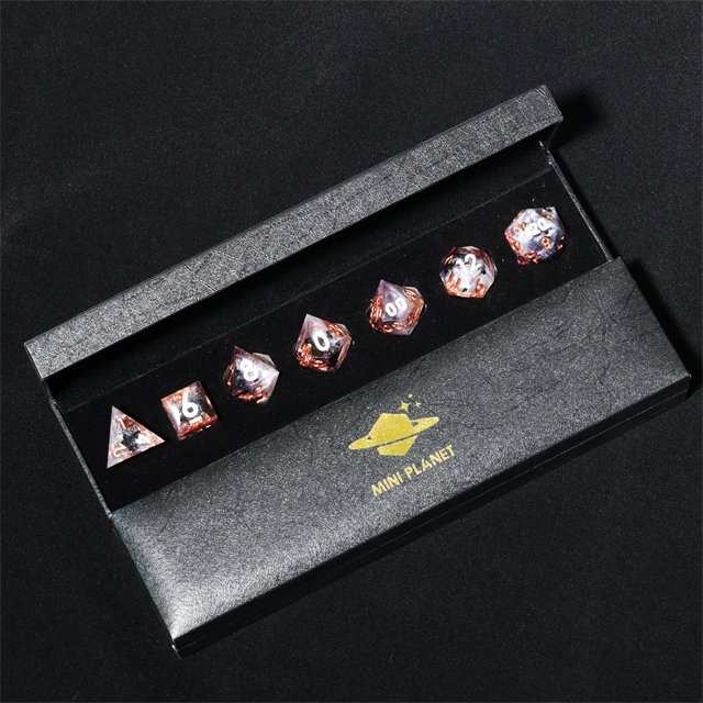 MINI PLANET Handmade Christmas Dragon and Dungeon DND RPG Dice Set Custom Polyhedral Board Game Sharp Edges Resin Dice