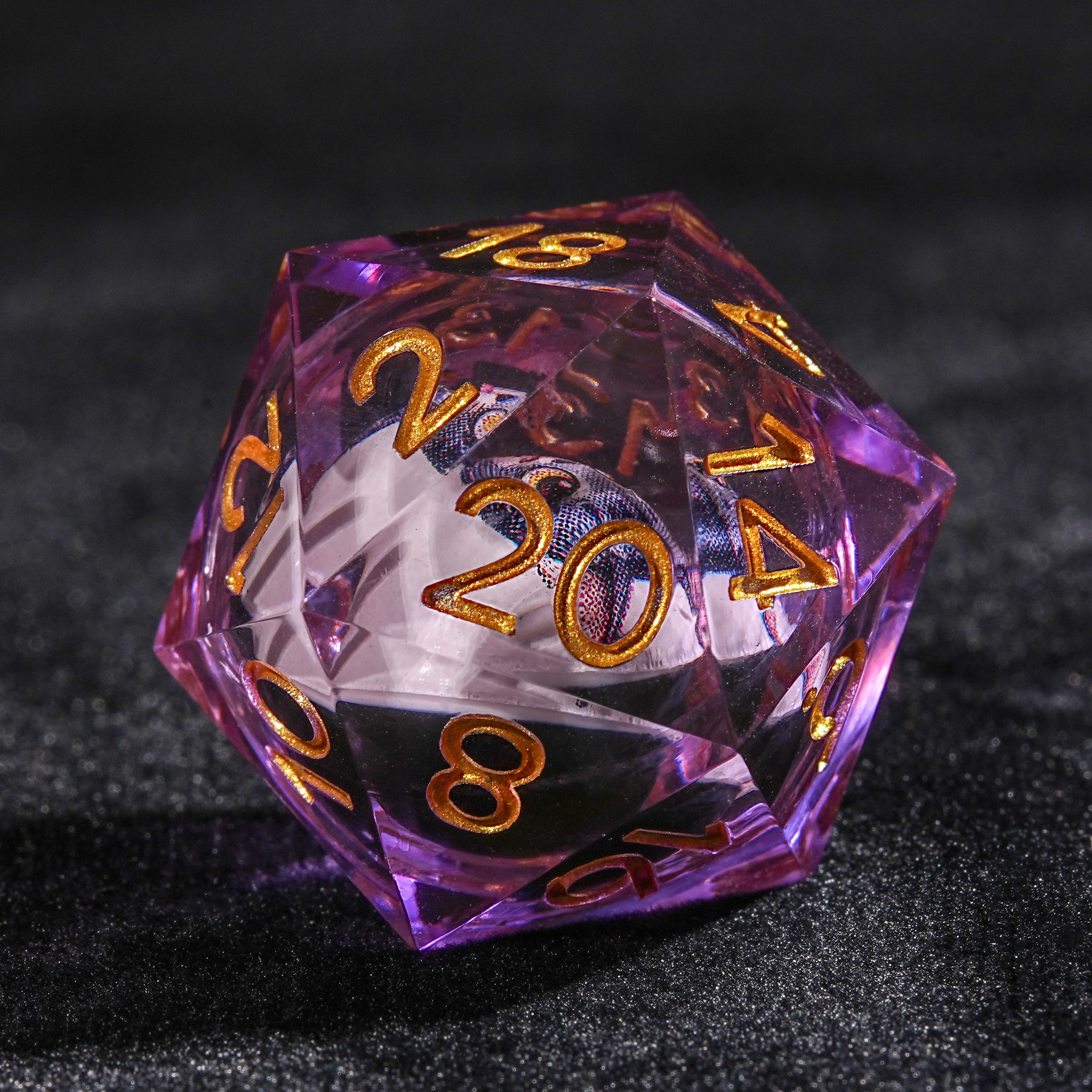 7Pcs Liquid Cat Dice Purple Resin Polyhedral Dice For DND Role Games Playing Collection Set
