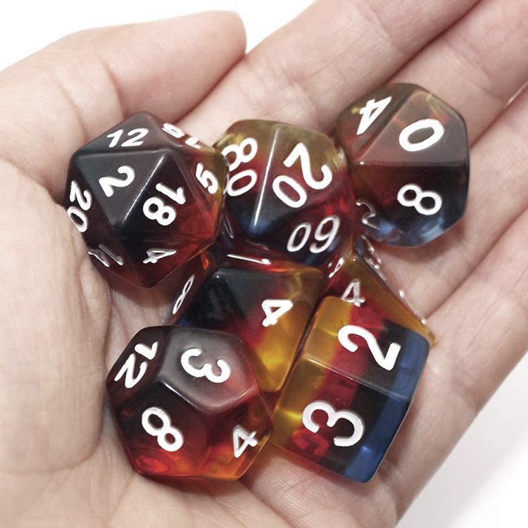 Custom Engrave Logo Transparent DND Polyhedral Gemstone Dice Sets RPG Stripe Rainbow Misty 12mm Mini Stone gaming Dice Set