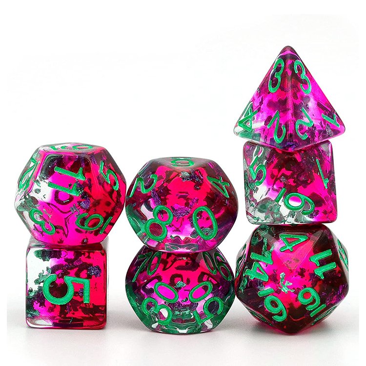 Custom Engrave Logo Transparent DND Polyhedral Gemstone Dice Sets RPG Stripe Rainbow Misty 12mm Mini Stone gaming Dice Set