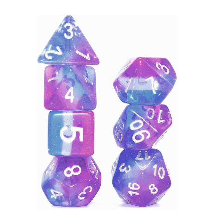 Custom Engrave Logo Transparent DND Polyhedral Gemstone Dice Sets RPG Stripe Rainbow Misty 12mm Mini Stone gaming Dice Set