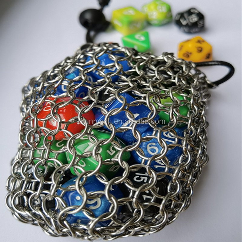 Stainless Steel Chainmail Dice Bag,silver chainmail mesh