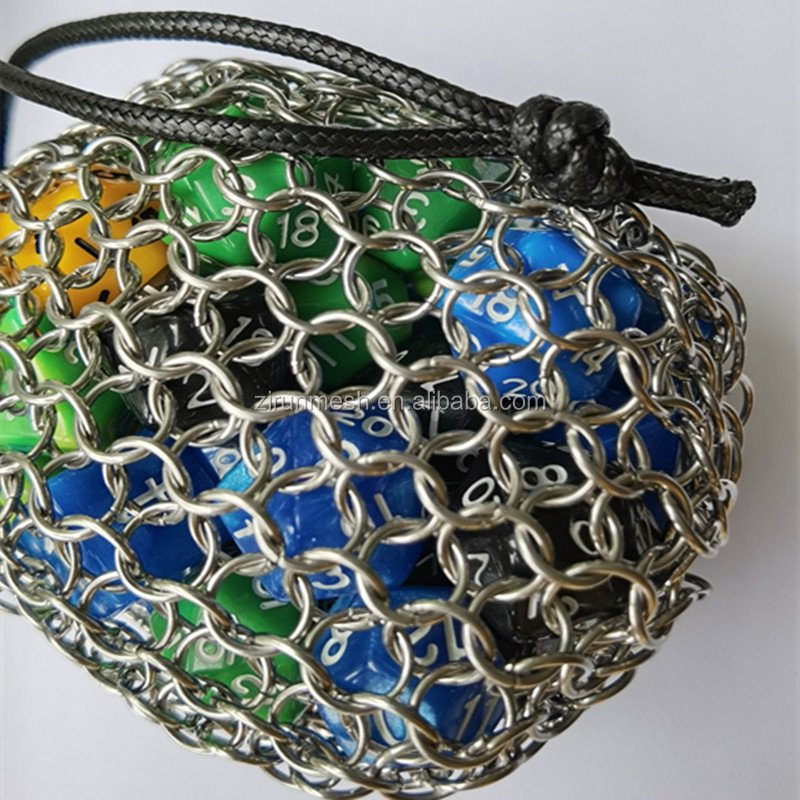 Stainless Steel Chainmail Dice Bag,silver chainmail mesh