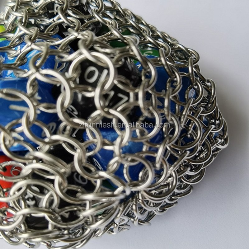 Stainless Steel Chainmail Dice Bag,silver chainmail mesh