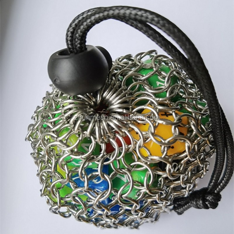 Stainless Steel Chainmail Dice Bag,silver chainmail mesh