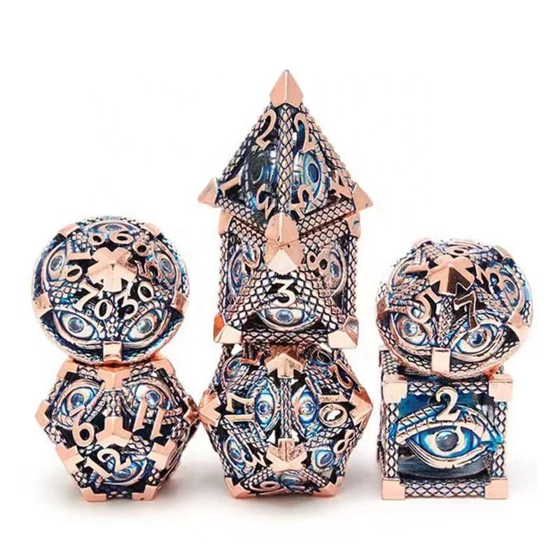 DND Metal Hollow Eye Dice Set 7PCS polyhedral dice suitable for Dungeons & Dragons TRPG board game Cthulhu board game dice