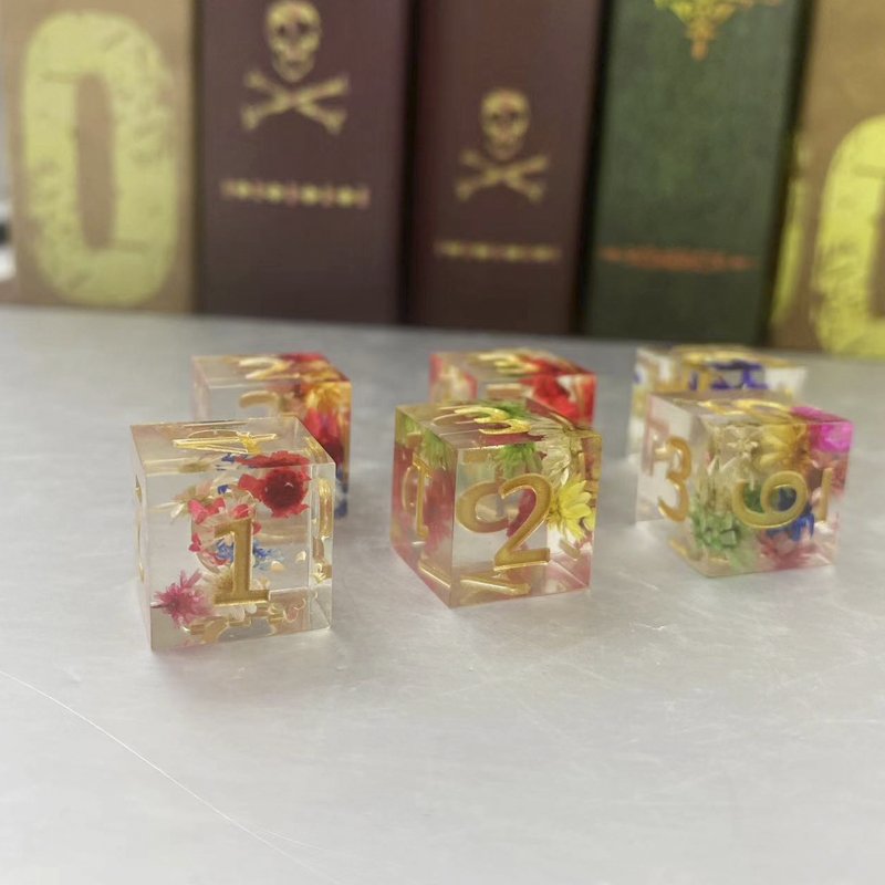 Sharp Edge Resin Flower Dice Set D6 6 Dragons TRPG Run Group DND Board Game Accessories