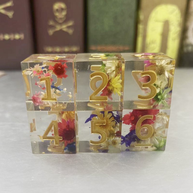 Sharp Edge Resin Flower Dice Set D6 6 Dragons TRPG Run Group DND Board Game Accessories