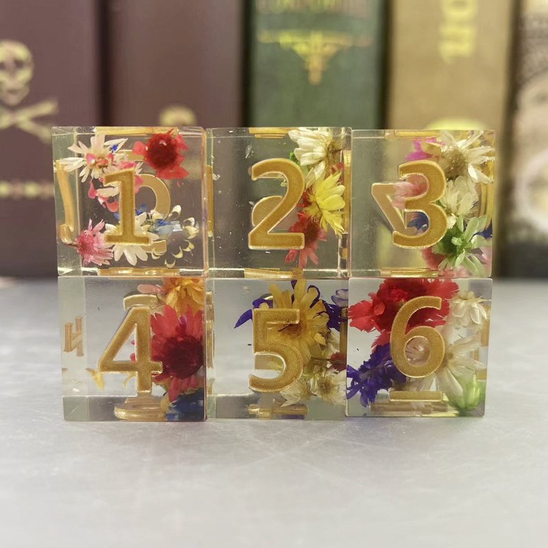 Sharp Edge Resin Flower Dice Set D6 6 Dragons TRPG Run Group DND Board Game Accessories