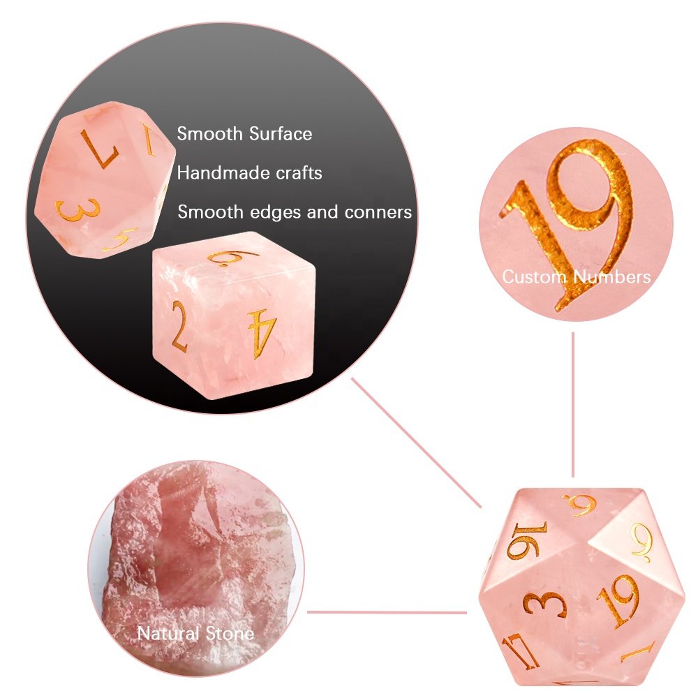 Talbetop Games Polyhedron Dice For Dragons And Dungeons Dice DND Natural Gemstone Stone RPG Dice Sets